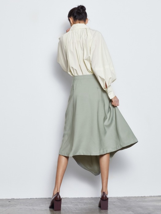 BUTTON WRAP SKIRT_MINT