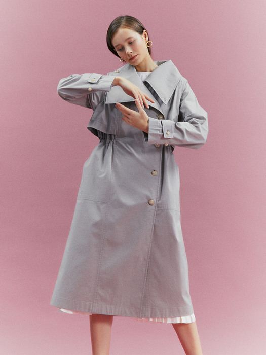 [Classy Cotton] String Double Trench Coat_2color