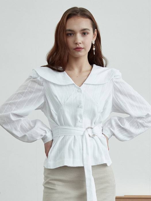 iuw638 belted laced blouse (ivroy)