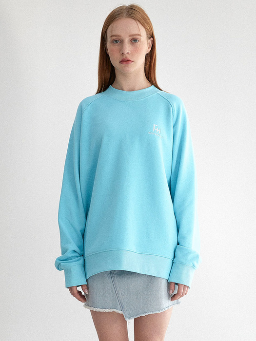 OVERSIZE STITCHES RAGLAN SWEAT SHIRT (COOLMINT)