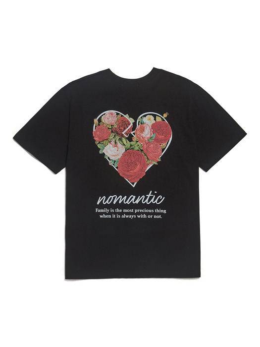 [NEW EDITION]FLOWER NOMANTIC PRINT 1/2 T-SHIRTS BLACK