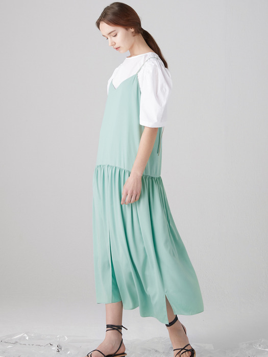 Shirring layered dress - Mint