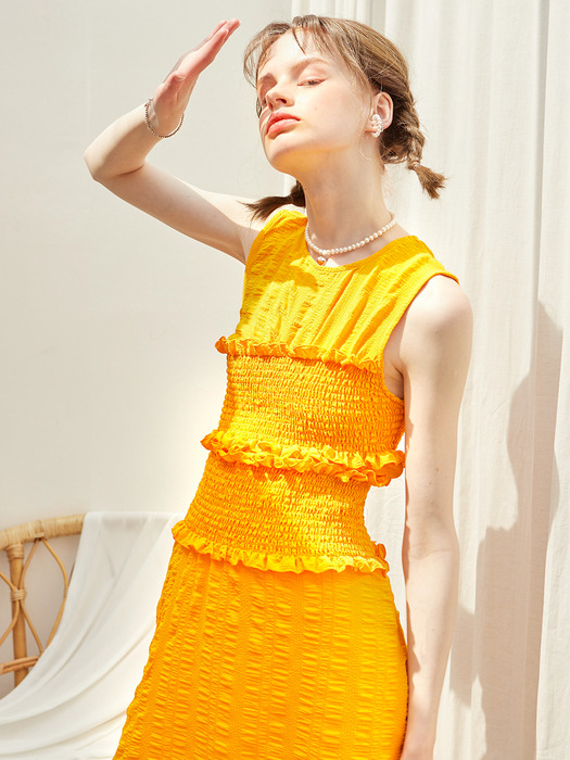 Smocking Mini Dress_ Yellow
