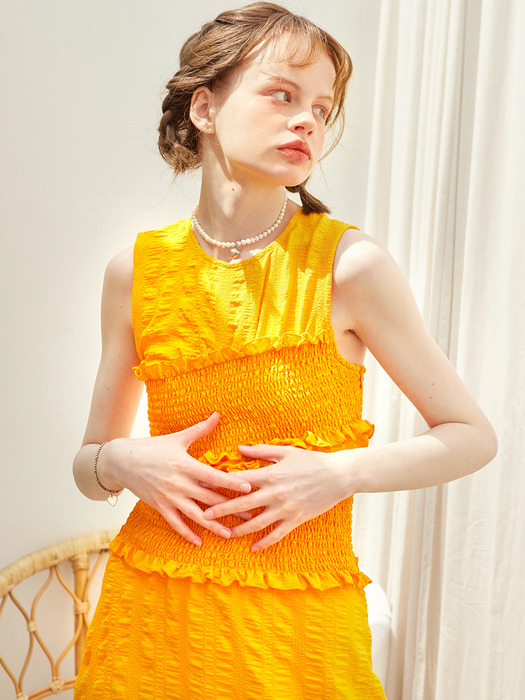 Smocking Mini Dress_ Yellow