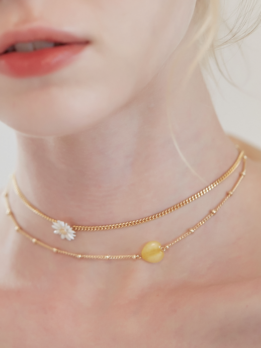 ADORABLE COLOR HEART BALL CHAIN CHOKER NECKLACE (5COLOR)_NZ1053