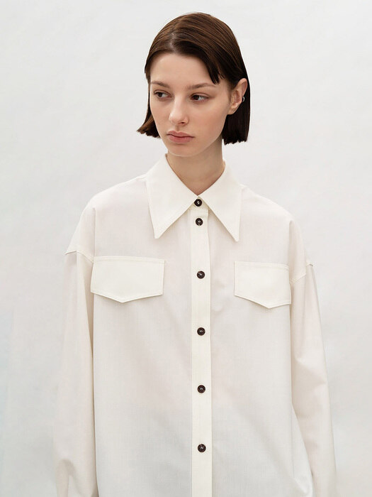 DOUBLE STITCH WOOL SHIRT (WHITE)