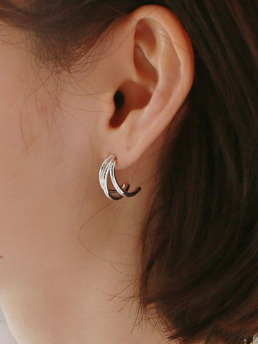 three line curve earring-silver (silver925)