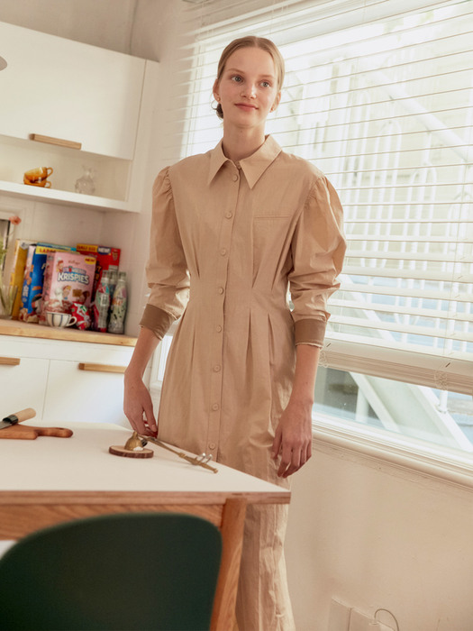 [N]HANGANGJIN Puffed shirt dress (Sand beige)
