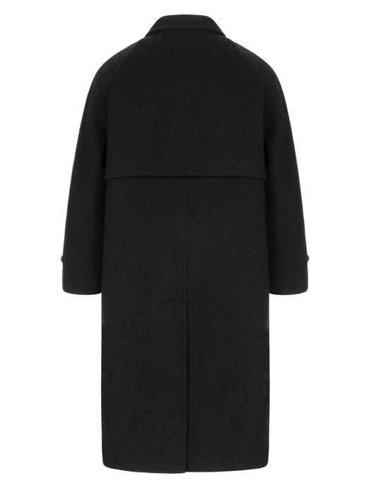 wool balmacaan coat / black