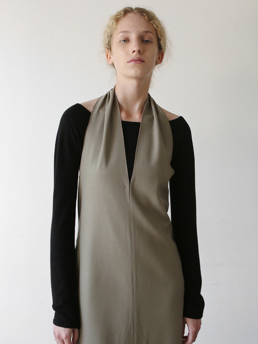 Georgia Halter Wool Dress (khaki grey)
