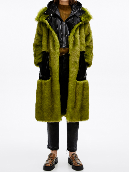 Long green fur coat_B206AWF003GN