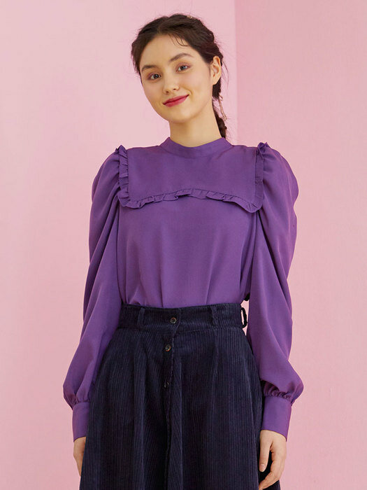 ribbon collar blouse (purple)