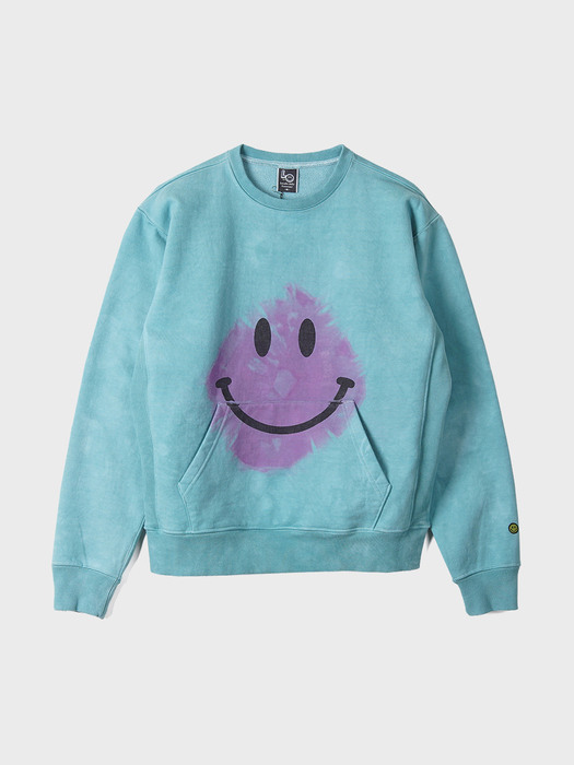 Tie dye MAD Smile Sweat Shirts / Turquoise Pink