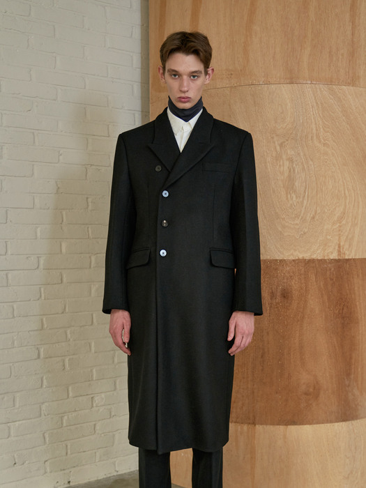 [EXCLUSIVE] ONE SIDE DOUBLE LONG COAT_BLACK