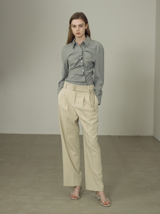 pintuck belted straight pants JWSLLC0200