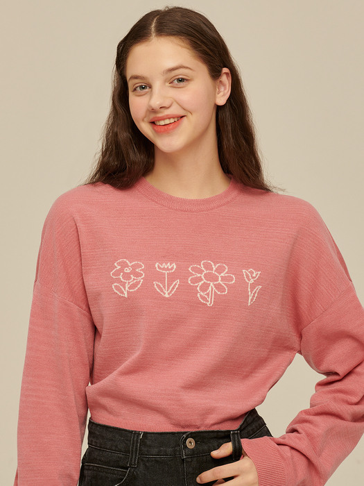 Flower Drawing Knit [PINK]