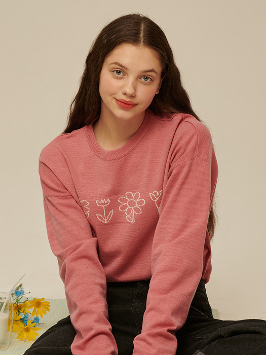 Flower Drawing Knit [PINK]