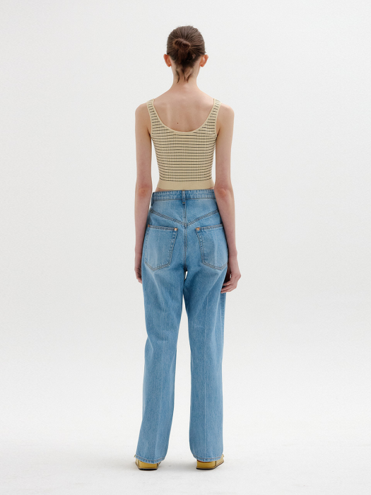 SENEVA Asymmetric Front Denim Pants - Denim Blue