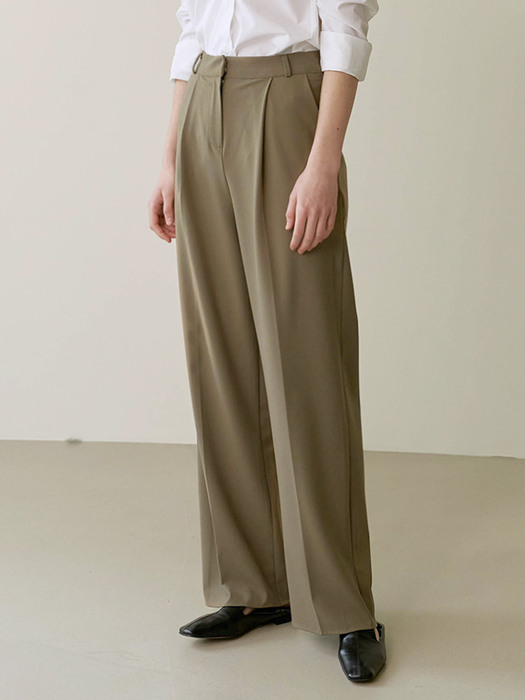 Wide tuck trouser - Khaki