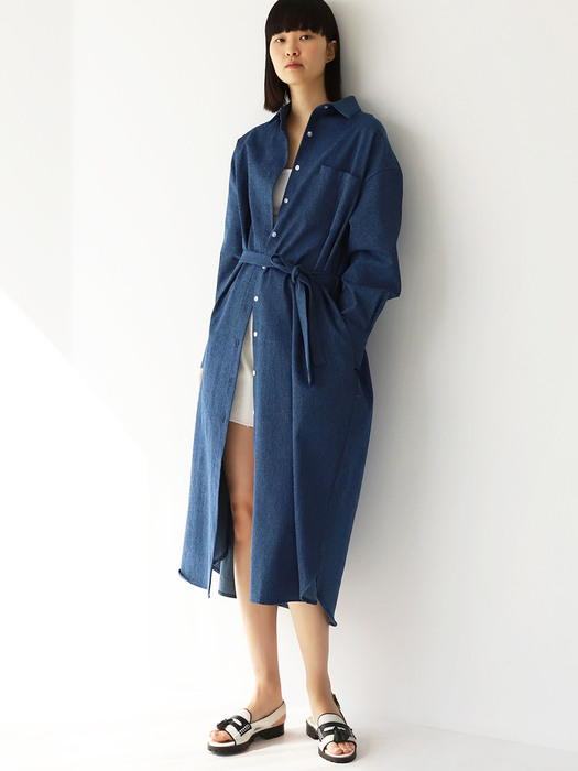 벨트 포켓 오버핏 데님 롱 원피스 (belt pocket oversized denim long one-piece)