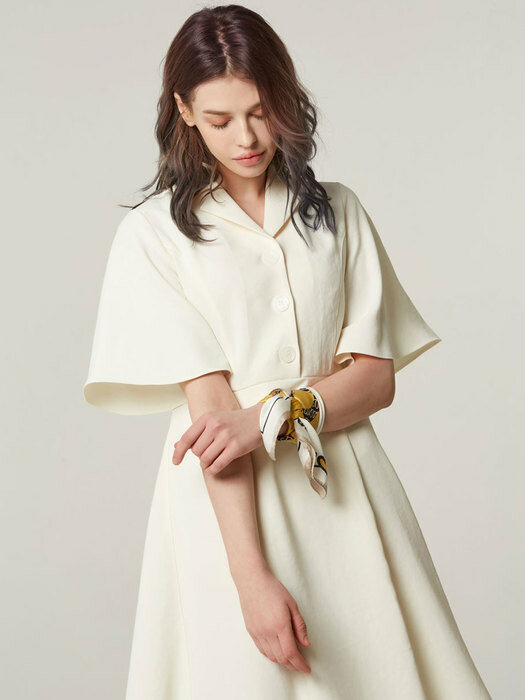 ruffle sleeve long dress #Ivory