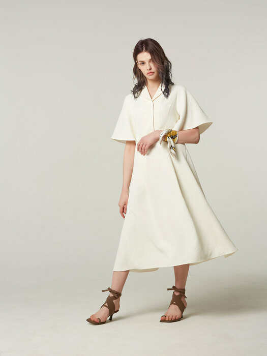 ruffle sleeve long dress #Ivory