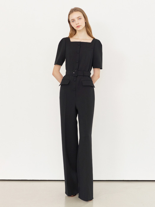 [미전시]DELPHINE Square neck wide leg jumpsuit (2color)