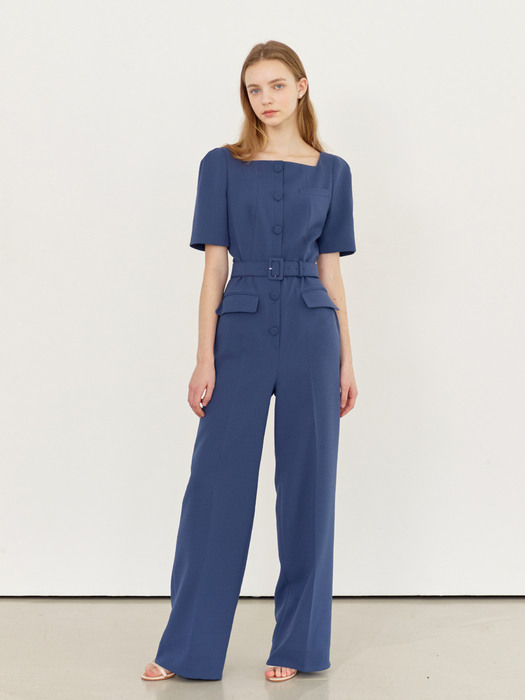 [미전시]DELPHINE Square neck wide leg jumpsuit (2color)