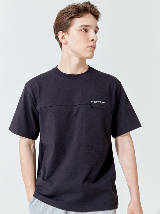 Semi OverFit Pocket T shirt 블랙 포켓배색 면 남성 반팔티셔츠 (JMTS1B304BK)