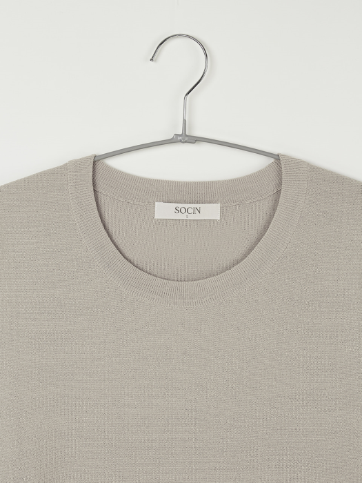 Cutting Crewneck Half Knit (Beige)