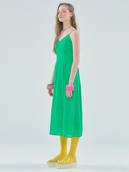 Dot Slip long dress_Green