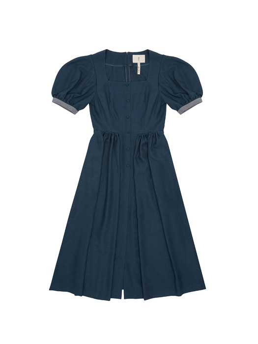 [N]HAMDEOK Square neck dress (Blue navy)