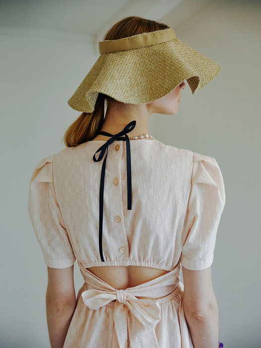 Cutout Ribbon Mini Dress, Peach