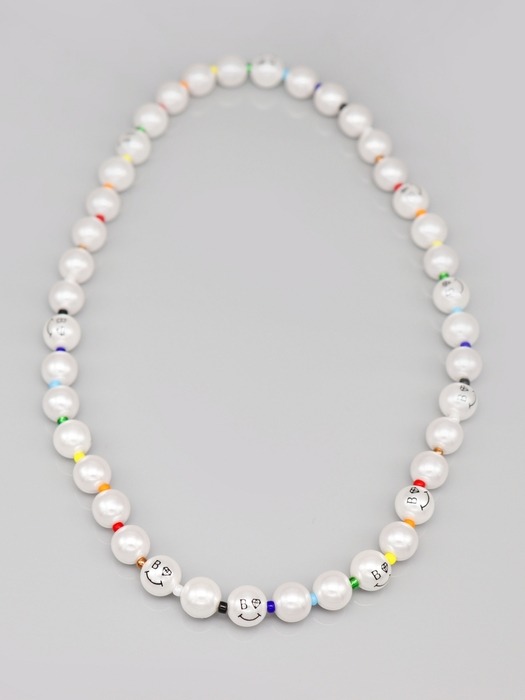 Pearl smile color beads band Necklace 스마일 진주 레인보우 컬러 비즈 목걸이