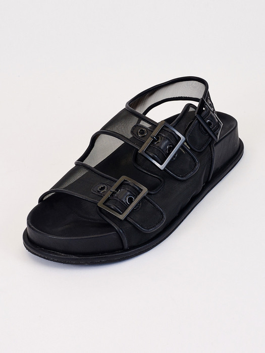 Mesh Buckle Sandal (Black)