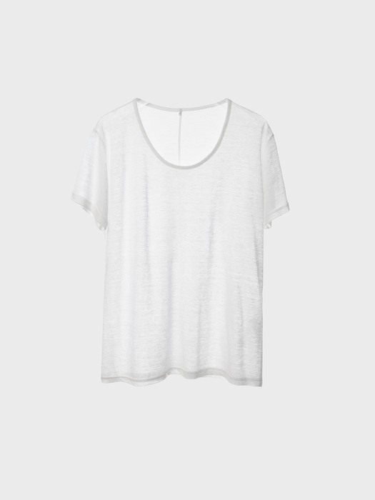 Wide Neck Linen T-Shirts[White(WOMAN)]_UTT-ST15 