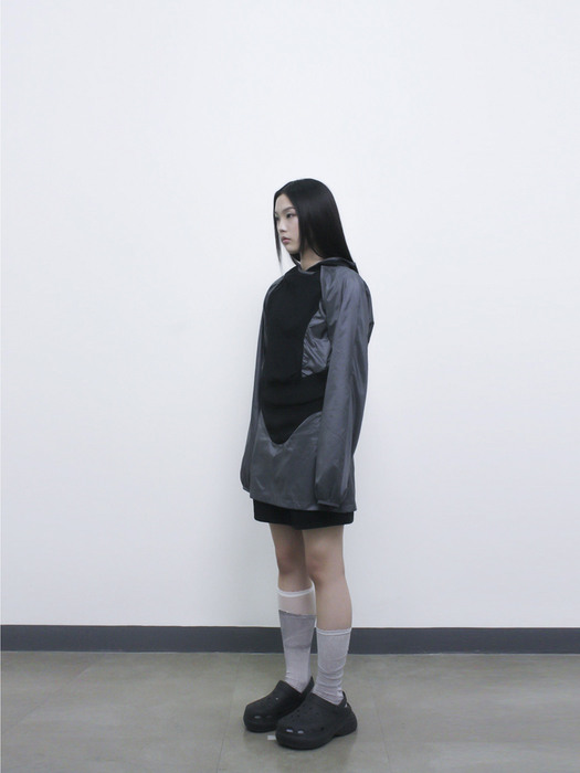 ojos오호스]2-way Hoodie Bolero / Black