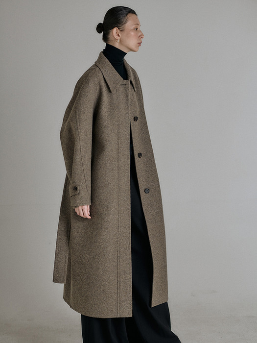 STANDARD FIT LONG HANDMADE COAT (BROWN)