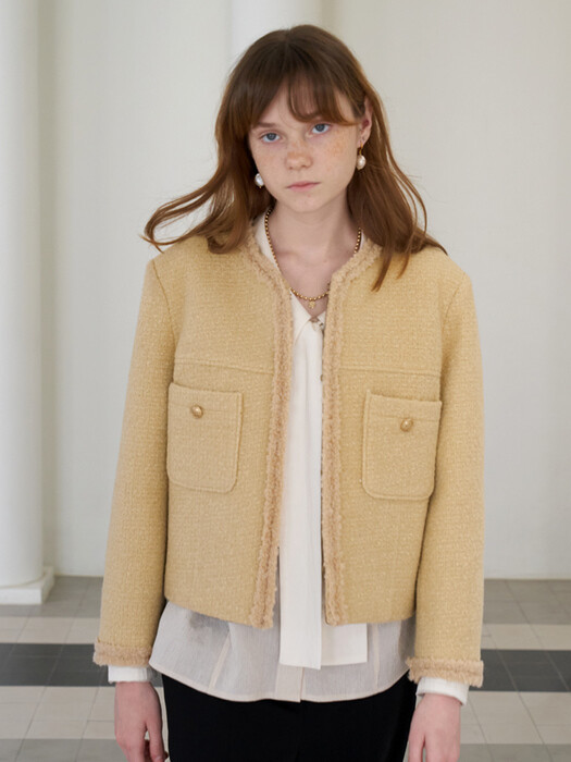 21 Fall_Custard Boucle Tweed Blazer