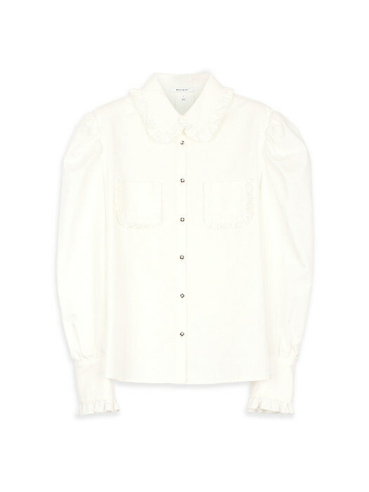 Pearl Button Up Cotton Blouse WHITE