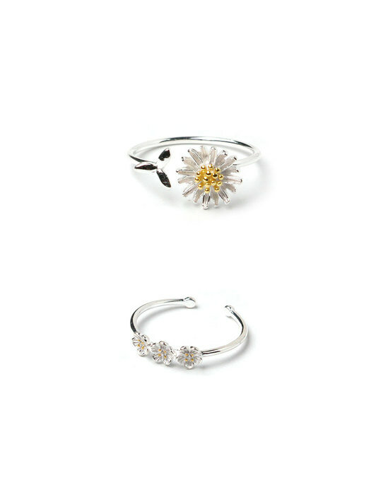 [단독][SET] daisy ring + mini triple flower ring