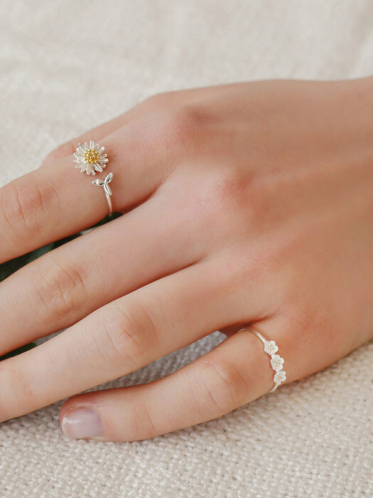 [단독][SET] daisy ring + mini triple flower ring