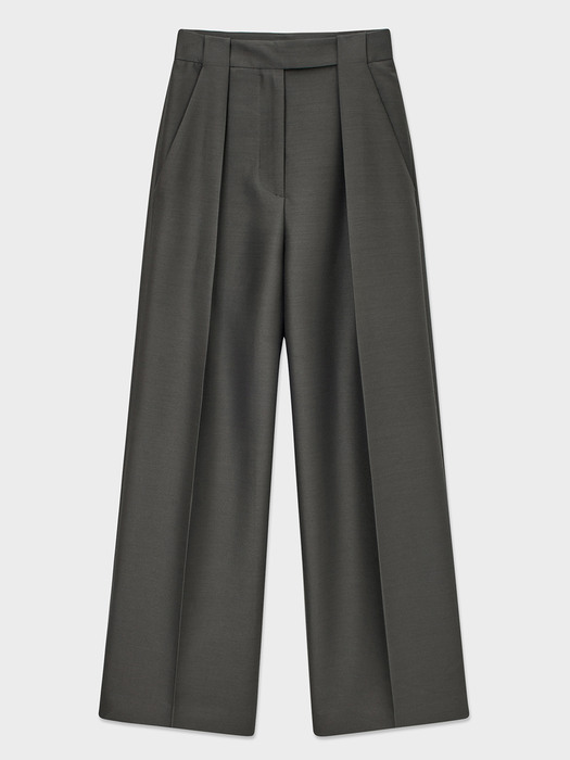 울-실크 팬츠 Wool-Silk Tuck pants - Grey