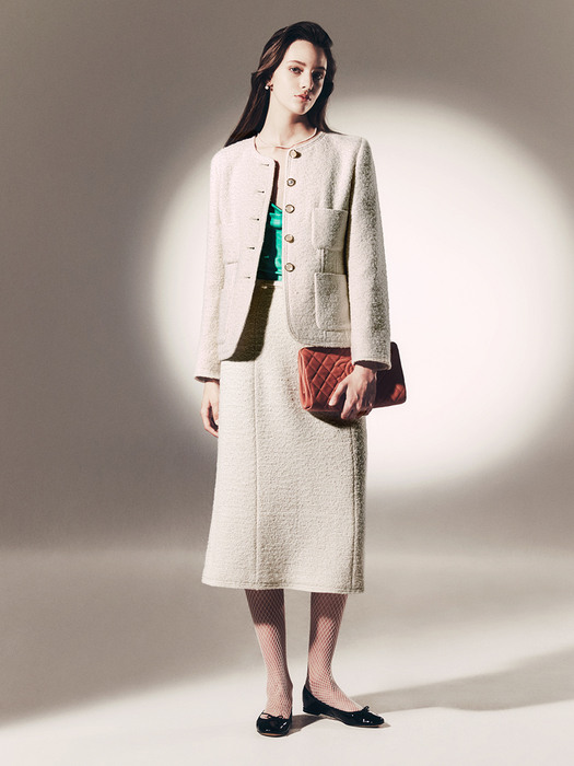 [Tweed] Boucle Tweed Jacket+Skirt SET