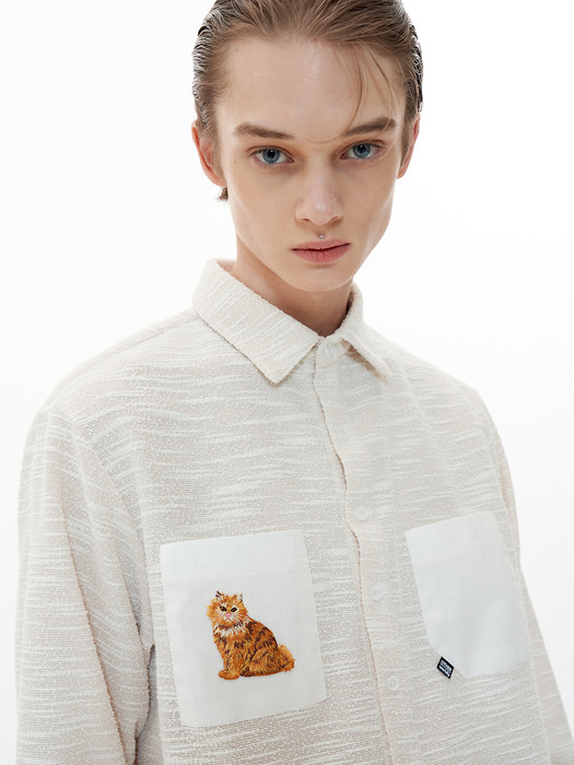 Tweed Shirt Jacket [Ivory Cat] 