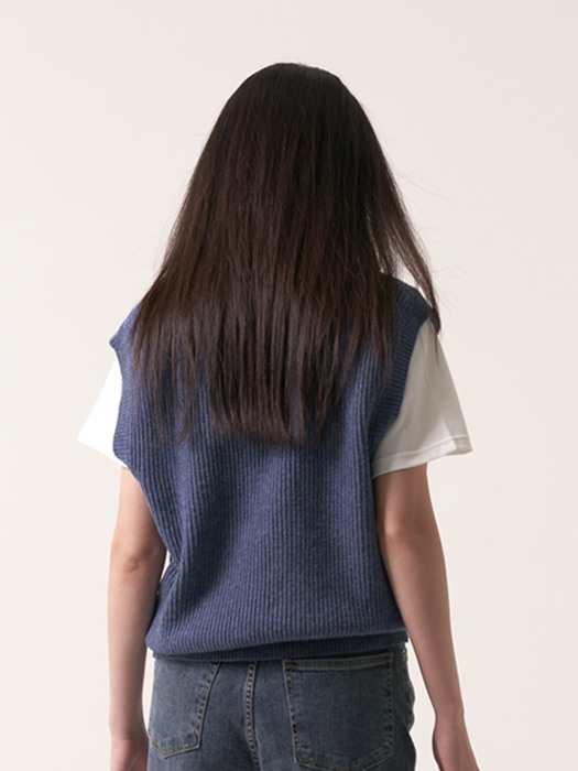 Cashmere blended knit vest - Blue