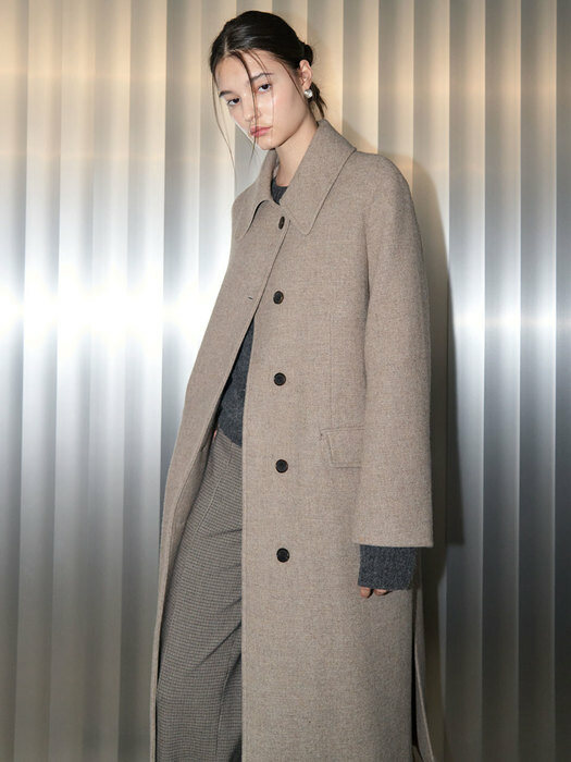 21 Winter_Melange cashmere Basic Single Coat 