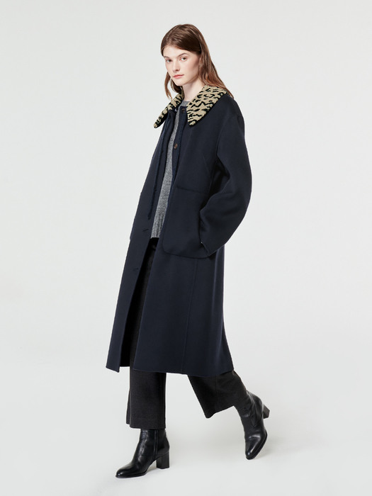 SHEARING COLLAR HANDMADE COAT-NAVY