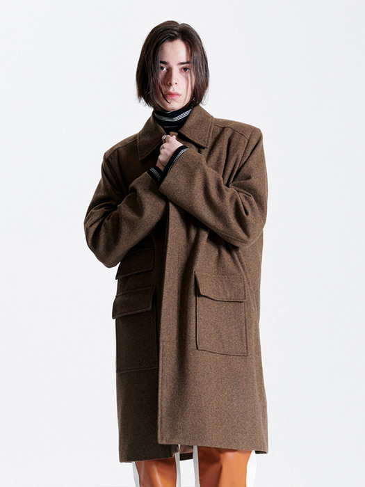 SINGLE BALMACAAN COAT BROWN