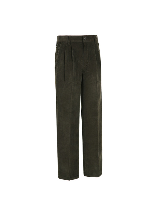 Two Pleats Corduroy Trousers (Khaki)